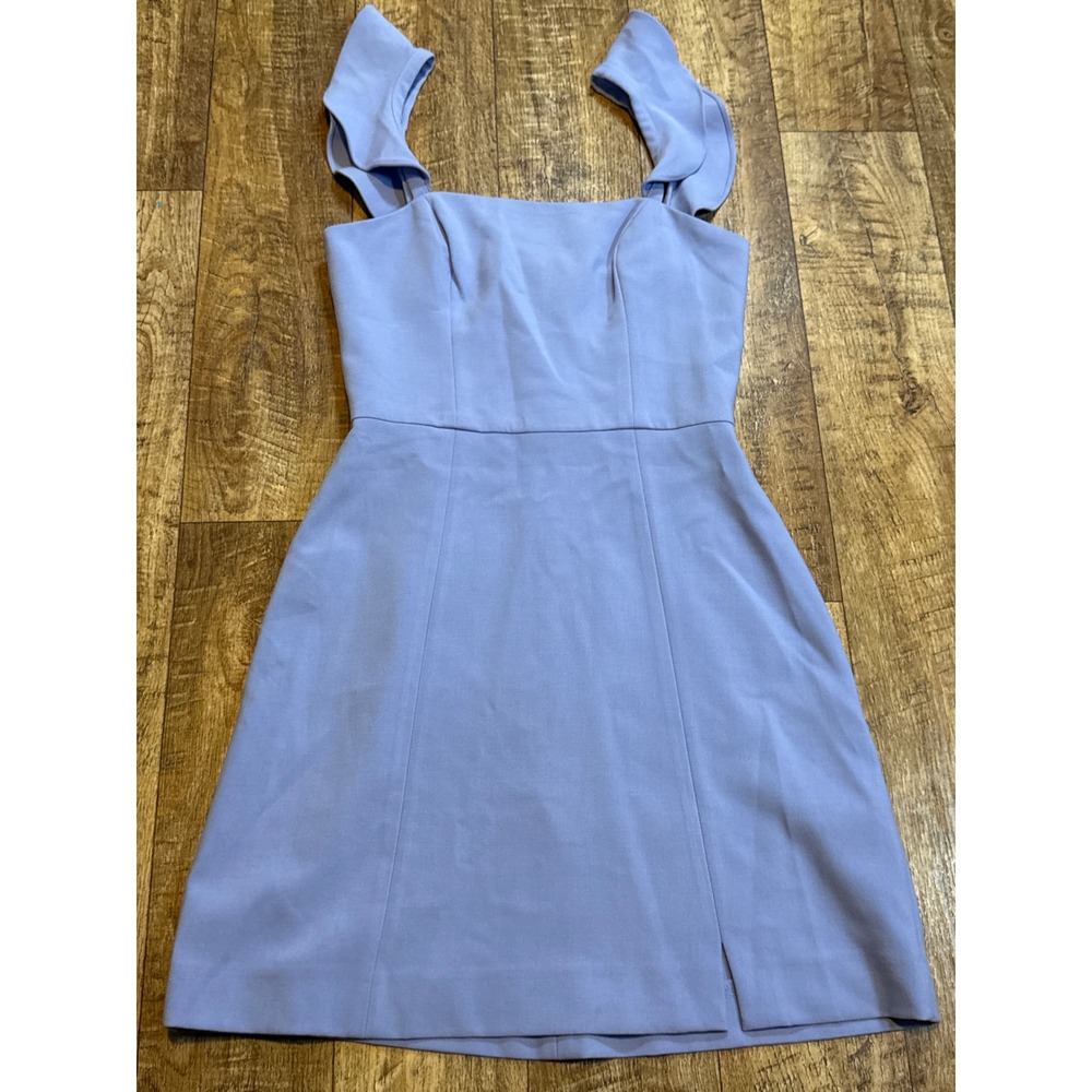 French Connection Blue Ruffle Strap Mini Dress Square Neck Size 0 preppy casual